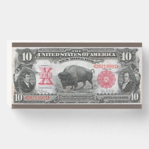 Old Bank Note Buffalo 1000 Bill  Wooden Box Sign