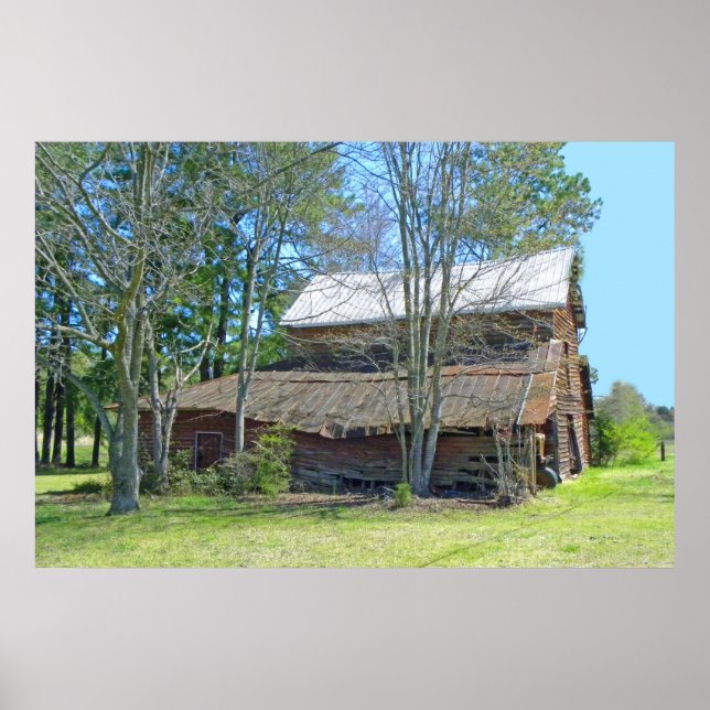 Old Barn and Tractor Poster (Front)