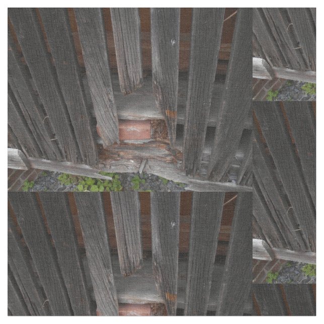Old Barn Boards and Old Red Brick Fabric (Close Up)