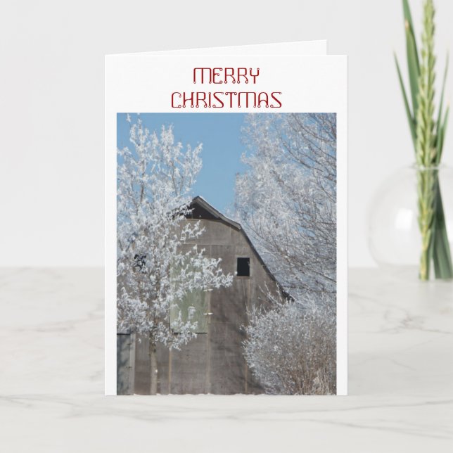 Old Barn Christmas Holiday Card (Front)
