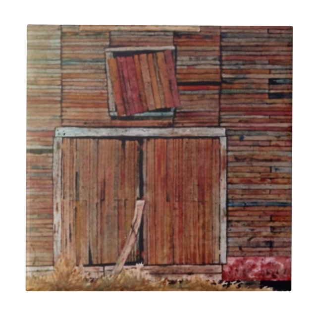 Old barn doors detailed closeup tile. ceramic tile (Front)