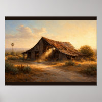 Old barn half-collapsed in sunlight
