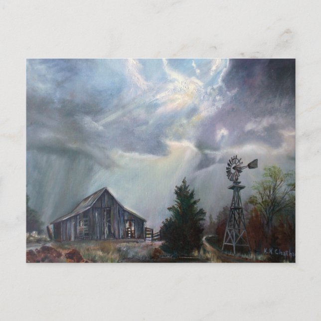 Old Barn In A Texas Thunderstorm Greeting Card (Front)
