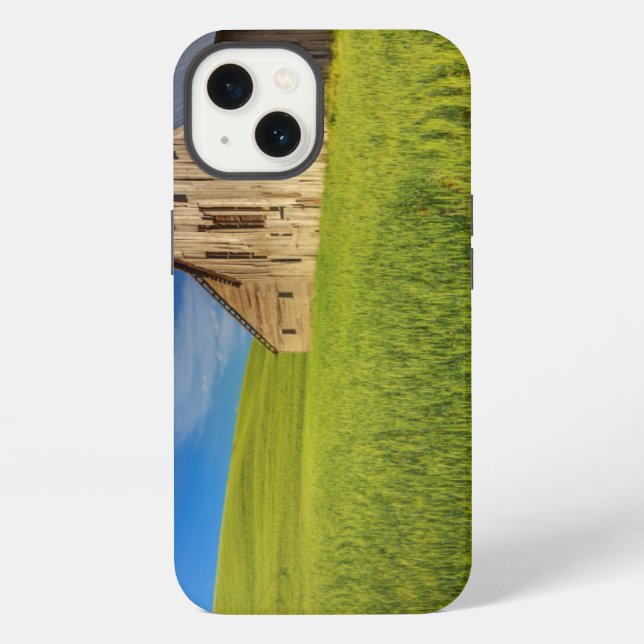 Old Barn in Field of Spring Wheat Iphone Case (Back)