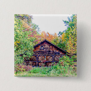 Old Barn in the Fall Button