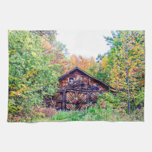 Old Barn in the Fall Kitchen Towel
