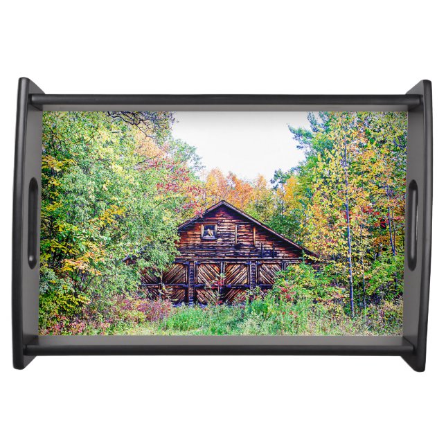Old Barn in the Fall Serving Tray (Front)
