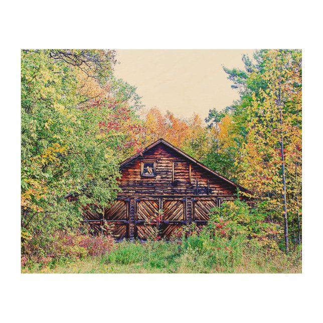 Old Barn in the Fall Wood Wall Decor (Front)