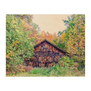 Old Barn in the Fall Wood Wall Decor