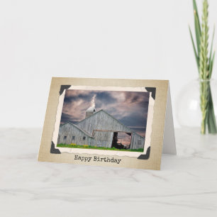 Old Barn in Vintage Snapshot Frame Birthday Card