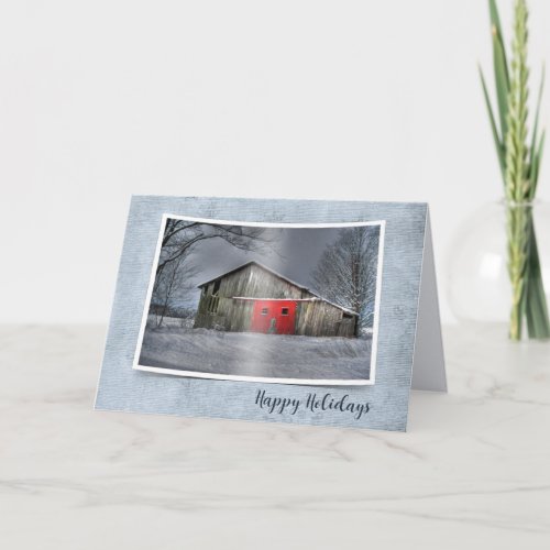 Old Barn in Winter Winter Card