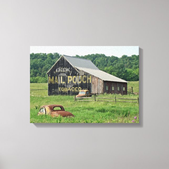 Old Barn Mail Pouch Tobacco Advertising Car Truck Canvas Print (Front)