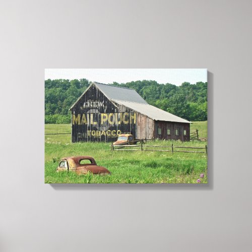 Old Barn Mail Pouch Tobacco Advertising Car Truck Canvas Print