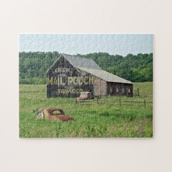 Old Barn Mail Pouch Tobacco Advertising Car Truck Jigsaw Puzzle by CarolsCamera at Zazzle