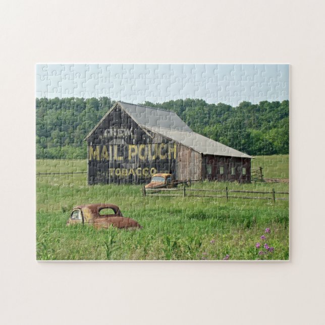 Old Barn Mail Pouch Tobacco Advertising Car Truck Jigsaw Puzzle (Horizontal)