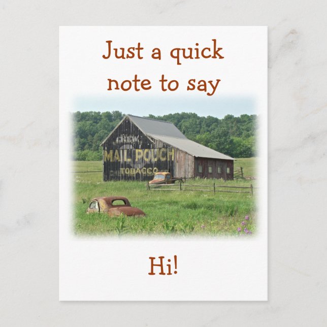 Old Barn Mail Pouch Tobacco Advertising Postcard (Front)