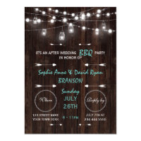 Old Barn Mason Jars Lights After Wedding BBQ Party Card