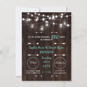 Old Barn Mason Jars Lights After Wedding BBQ Party Invitation