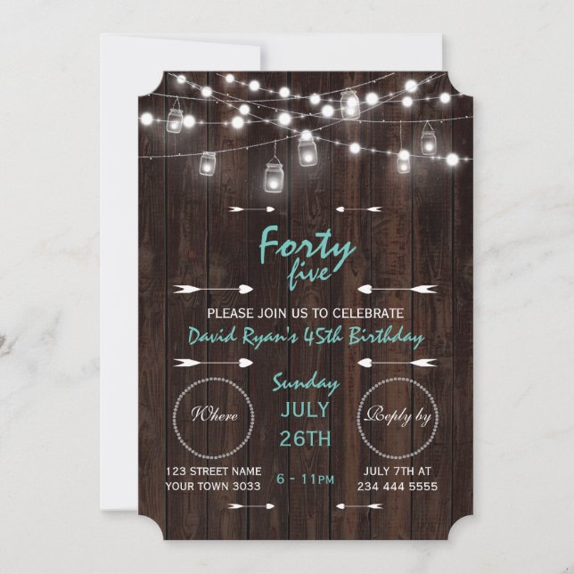 Old Barn Mason Jars Lights Any Age Birthday Party Invitation (Front)