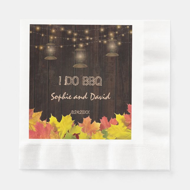 Old Barn Mason Jars String Lights I DO BBQ Paper Napkins (Front)