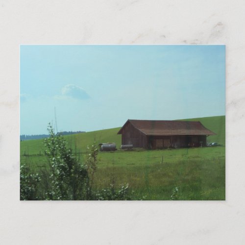 Old Barn On a Hillside Postcard