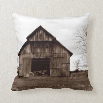 Old Barn Pillow by OneStopGiftShop at Zazzle