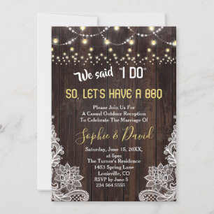Old Barn Rustic Lace String Lights I DO BBQ Invitation