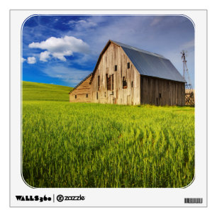 Old Barn Surrounded by Spring Wheat Field 1 Wall Decal