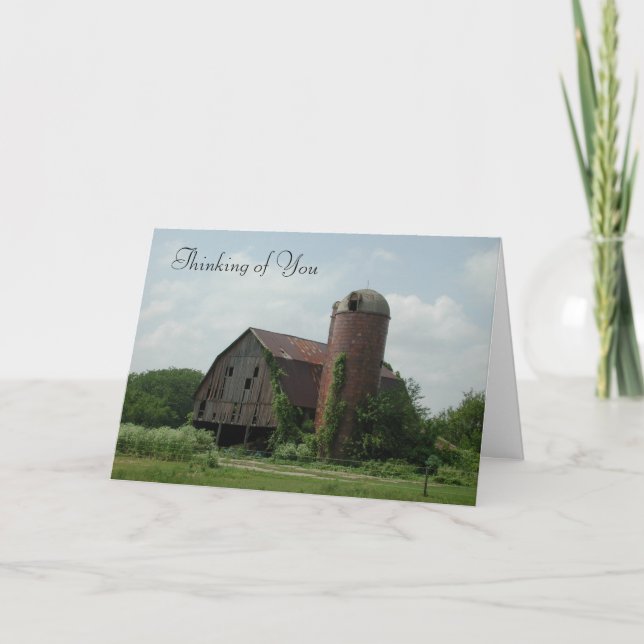 Old Barn Thinking of You Greeting Card by Janz (Front)