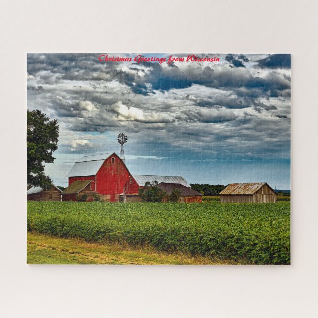 Old Barn Wisconsin.Christmas Greetings Jigsaw Puzzle (Horizontal)