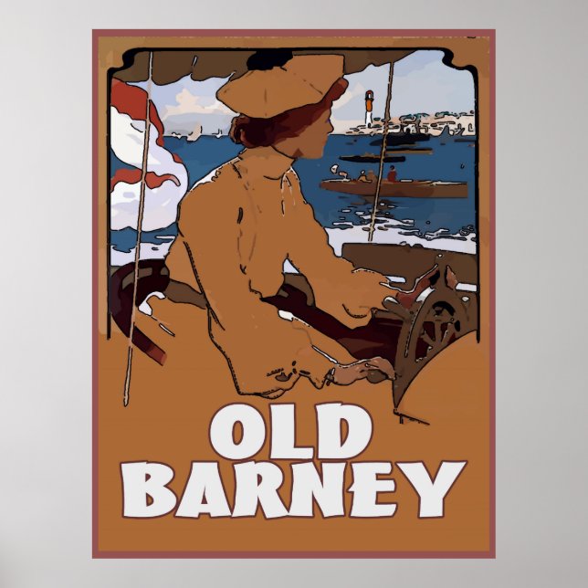 OLD BARNEY, Barnegat Lighthouse Vintage Style Poster (Front)