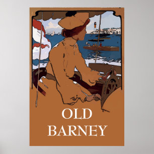 OLD BARNEY, Barnegat Lighthouse Vintage Style Poster