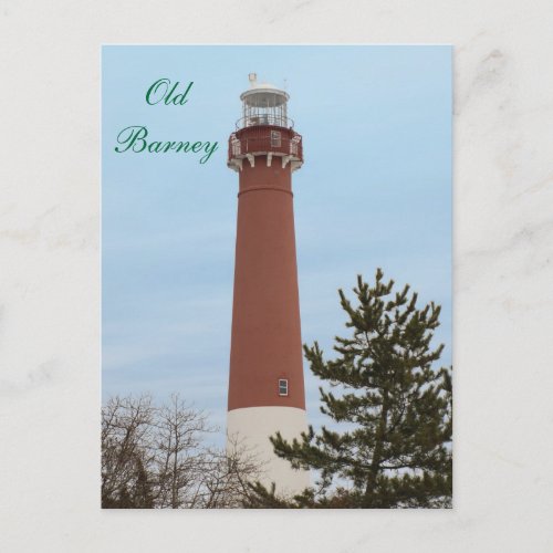 Old Barney Lighthouse NJ Postcard