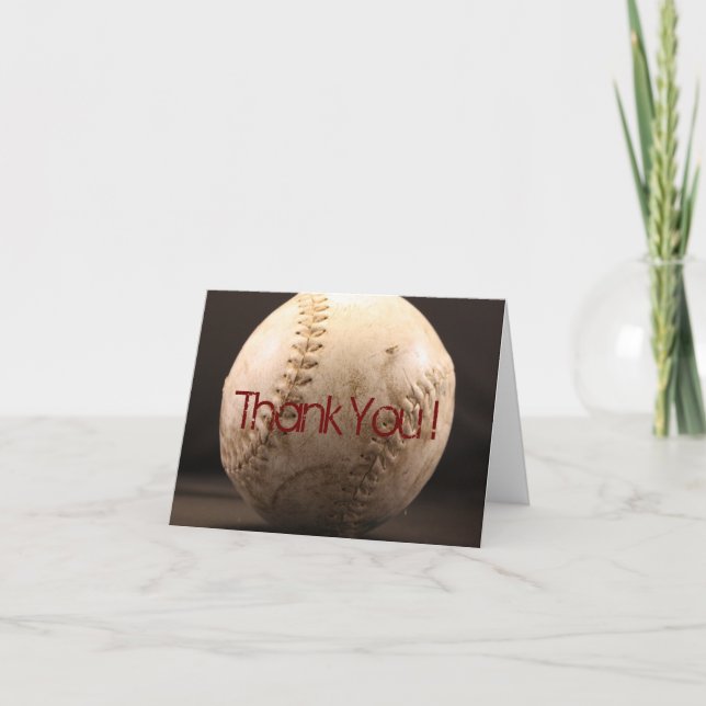 Old Baseball Letterpress Thank You Card (Front)