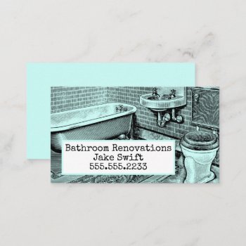 Old Bathroom Renovations Contractor Builder Business Card by pamdicar at Zazzle