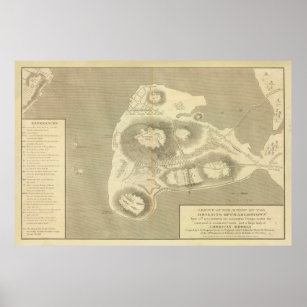 Old Battle of Bunker Hill Map (1824)  Poster