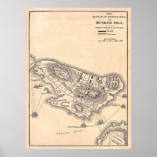 Old Battle of Bunker Hill Map (1881)  Poster