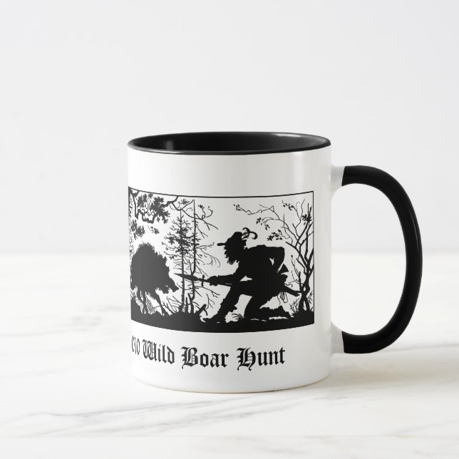 Old Bavarian Style Wild Boar Pig / Wild Boar Hunt Mug (Right)