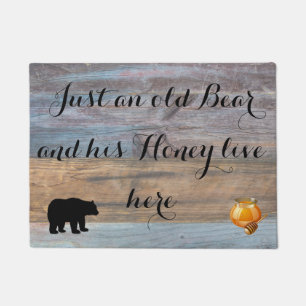 Old Bear and His Honey Home Decor Door Mat