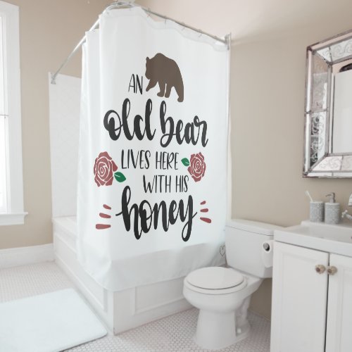 Old Bear and Honey Shower Curtain