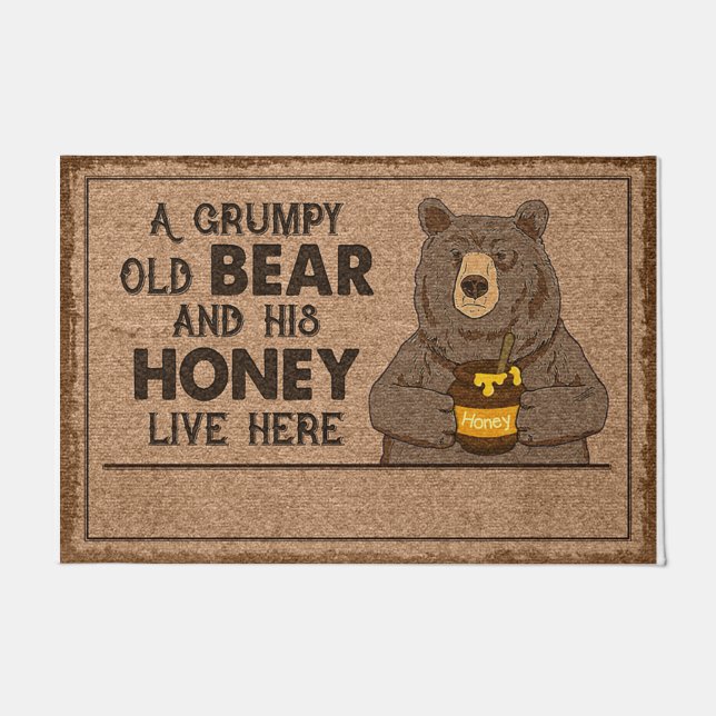 Old Bear Door Mat, Grumpy Bear Door Mat (Front)
