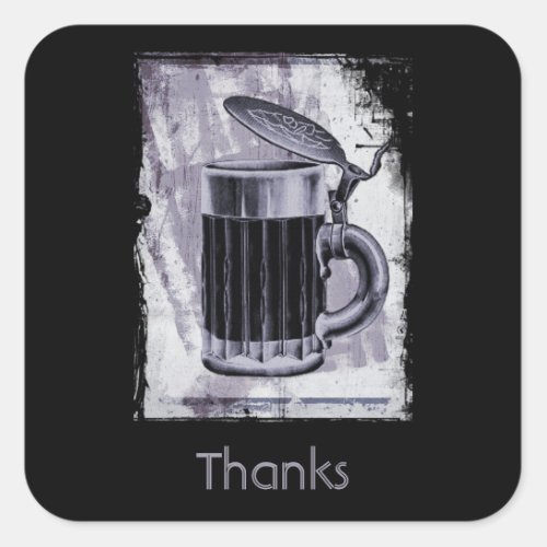 Old Beer Stein Illustration Thanks Square Sticker