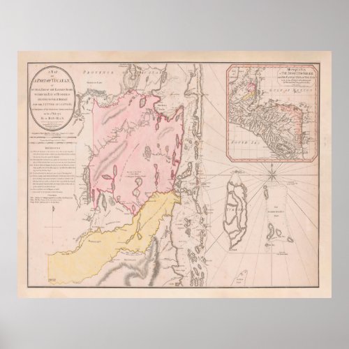 Old Belize Map 1786 Poster