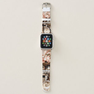 Old bicycle and flowers blur in background process apple watch band