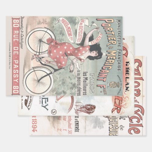 OLD BICYCLE POSTERS HEAVY WEIGHT DECOUPAGE WRAPPING PAPER SHEETS