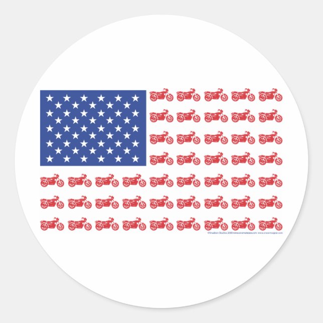 OLD-BIKE-FLAG-2-TEE CLASSIC ROUND STICKER (Front)