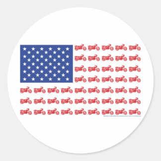 OLD-BIKE-FLAG-2-TEE CLASSIC ROUND STICKER