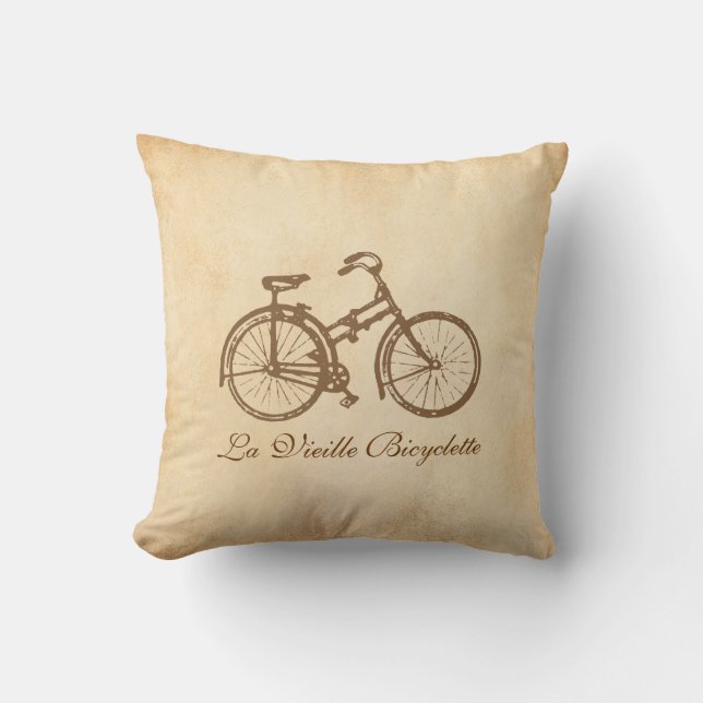 Old Bike Throw Pillow (Front)