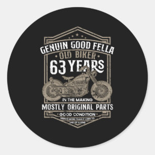 Old Biker 63 Years In The Making 63Th Biker Classic Round Sticker