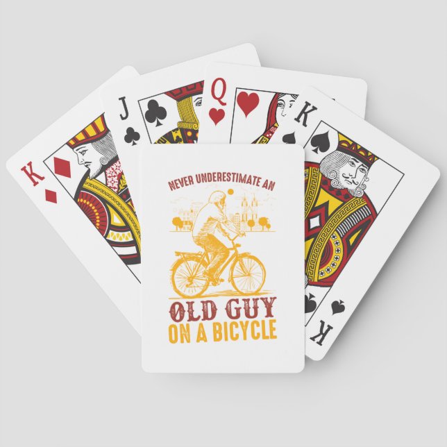 Old Biker Design | Bicycle | never underestimate  Poker Cards (Back)